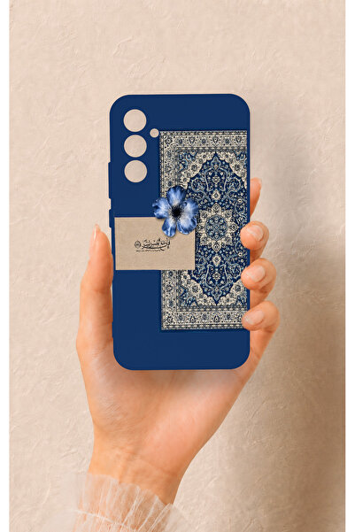Vip Case Samsung A34 Uyumlu Mavi Etnik Halı Desenli Silikon Kılıf