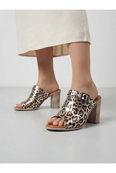 Rüya Shoes نعال نسائية بكعب سميك من الجلد الطبيعي - 9 سم
