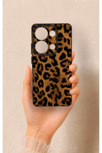 Vip Case Redmi Note 13 Pro 4G Uyumlu Koyu Leopar Deri Desenli Silikon Kılıf