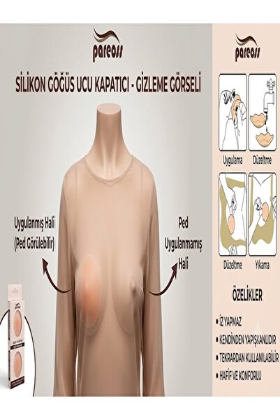 aryam butik Kadın Ten Rengi İz Yapmaz Kendinden Yapışkanlı Silikon Göğüs Ucu ...