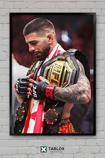 TABLOX Ilia Topuria Mma Ufc Fighter Sports Tablou decorativ din MDF cu ramă d...