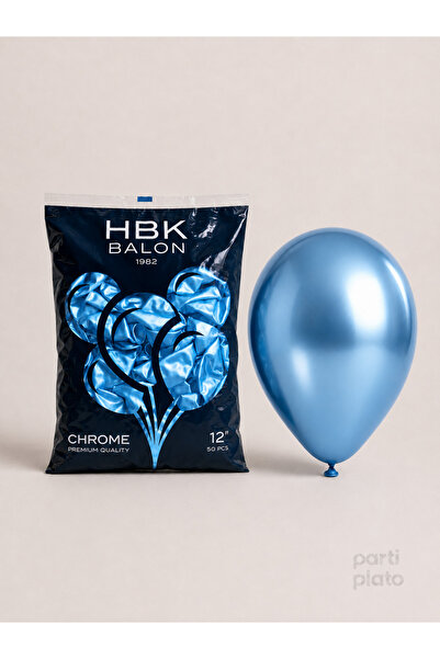 HBK Balon 12 Inch Chrome Balloon Hbk Blue (Blue) 50's