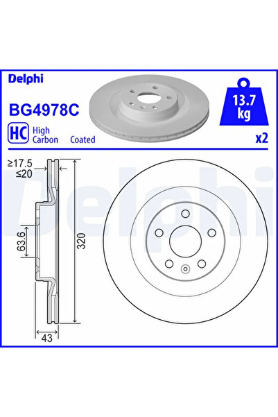 DELPHİ Set Discuri Frana Volvo S90 2/V60 2/V90 2 Volvo Asia S90 2014-2023