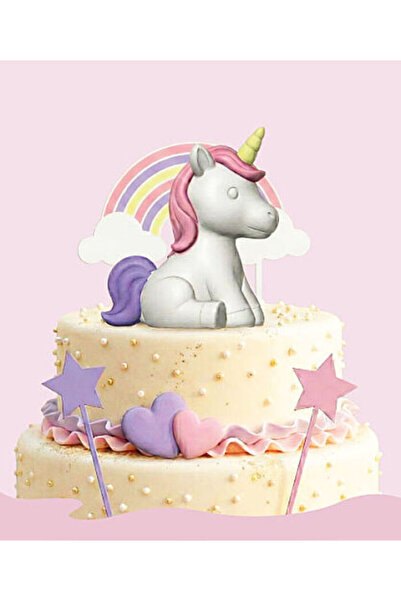 aşkın concept Pasta Üstü Dekor 3D Plastik Unicorn At Temalı 6 Parça