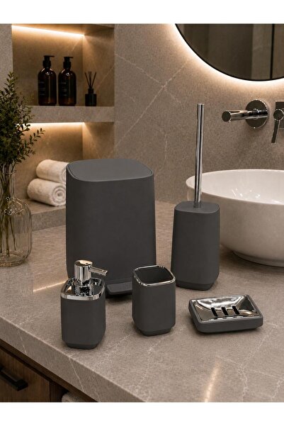 ACAR Astorıa Acrylic 5-Piece Bathroom Set Tkebt Gray