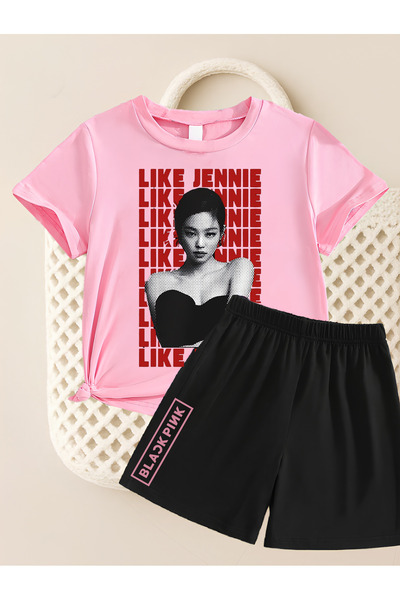 MAGORS Jennie from Blackpink K-Pop Printed Cotton Short Sleeved Children's Ts...