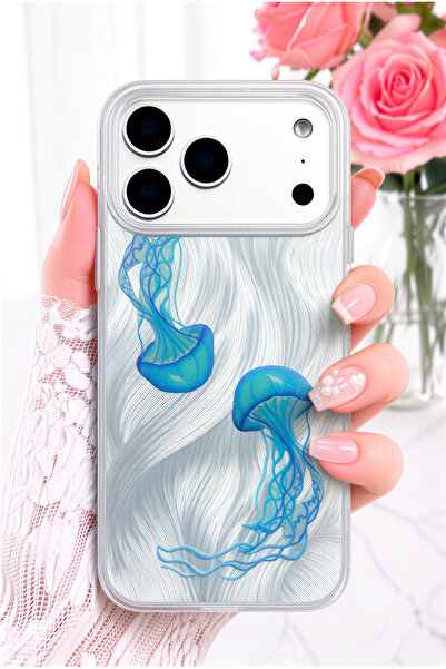 iPhone 17 Pro Max Case Holographic Jellyfish Pattern Clear Silicone | Inside Printed, Camera Protected, Airbag Cornered, Shock Absorbing Premium Cover Phone Case