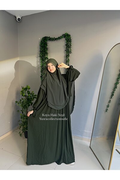Yüsra Collection طقم فستان ليزا وسوفليه مظلل مكون من قطعتين مقاس 2