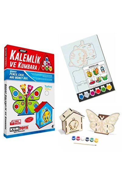 Kumtoys Ahşap Kalemlik Ve Kumbara Boyama Seti 4 Yaş+