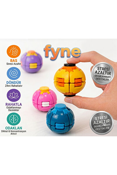 fyne Stres Topu | Döndürülebilir Fidget Oyuncak | Odaklanma ve Rahatlama | 6cm