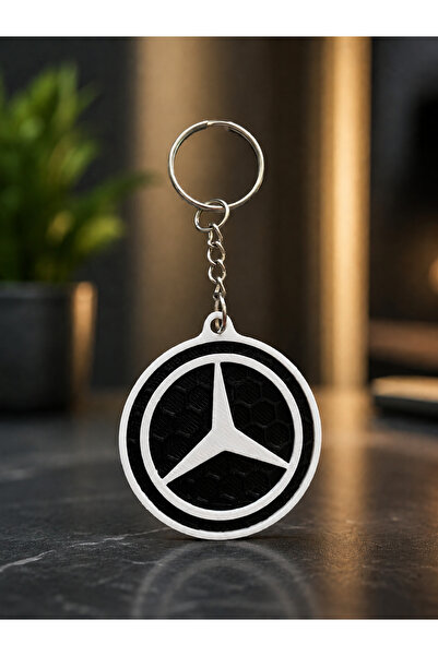 Mercedes Logolu Tasarım Anahtarlık - 3D Baskı Yüksek Kalite Sert Plastik Oto Aksesuar