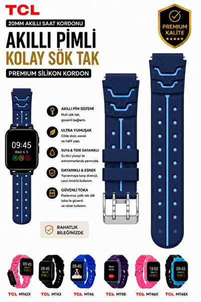 onlinekordon TCL MoveTime MT48X Uyumlu Spor Lacivert Orijinal Pimli Yumuşak S...