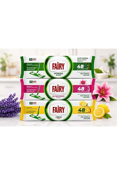Fairy مناديل تنظيف للأسطح والأرضيات - 3 قطع (150 منديل) برائحة الصابون الأبيض...
