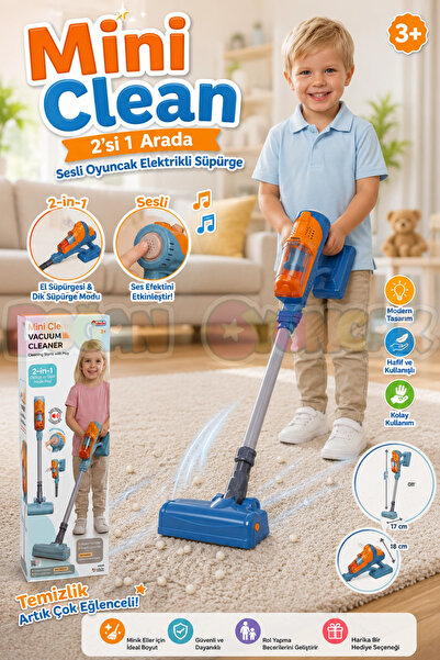 DODBY Mini Clean 2’si 1 Arada Sesli Oyuncak Elektrikli Süpürge – 70 cm