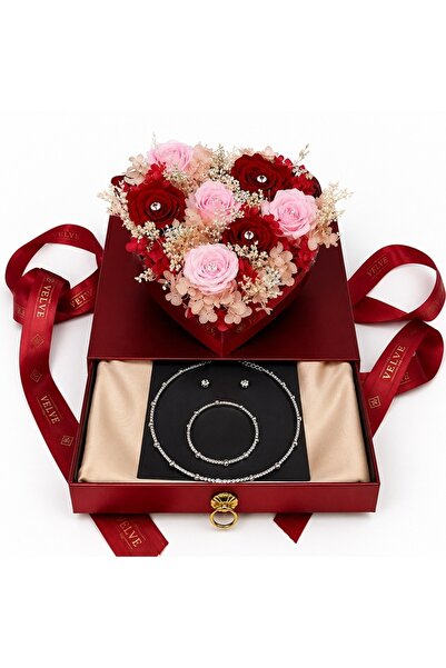 velve Luxury premium Top Bottom Set with heart arrangement of 7 cryogenic ros...