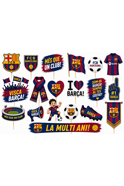 DecoParty Set de decorațiuni pentru tort – Tematică echipa de fotbal BARCELON...
