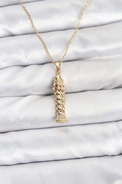 Mega Bazaar 316L Steel Chain Gold Color Fish Model Zircon Stone Women's Necklace