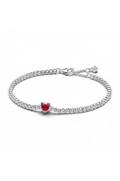Belora Brățară Tennis Ruby Heart cu Zirconii Strălucitori, Design Elegant din...