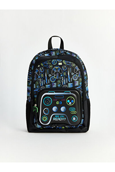 LC Waikiki Black Playstation Printed Boys' Backpack