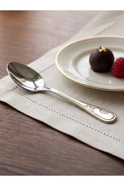 Nemr 201 Stainless Steel Dessert Spoon Set (12Pcs-18Cm) - Embossed Patterned ...