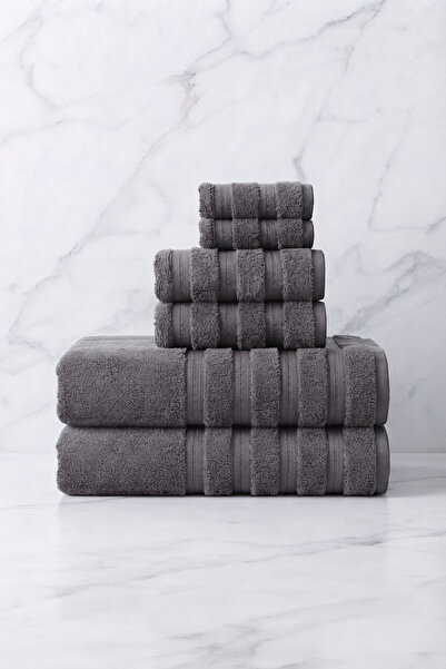 Seritaine 6-Piece Işıl Premium Towel Set - 2 Face Towels - 2 Hand Towels - 2 ...