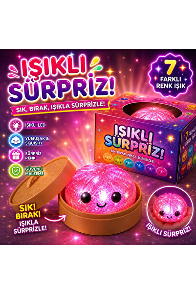 vattara Çin Mantısı Orjinal İthal Işıklı Büyük Boy Simli Squishy Dumpling Slo...