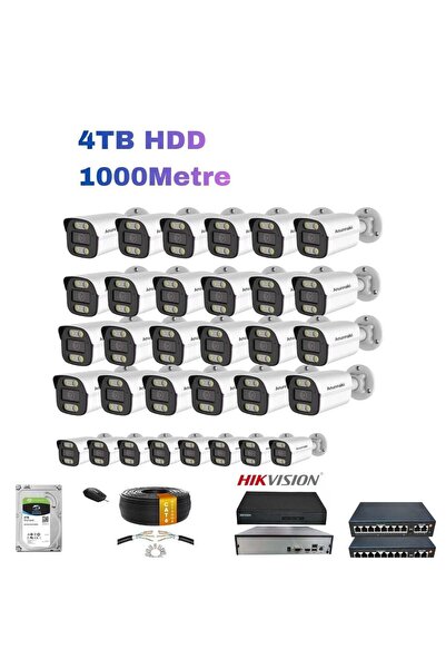 Hsc bilişim 32'Li 5Mp Ip Kamera Seti Poe | Hikvision Nvr İç/Dış Mekan Gece Gö...