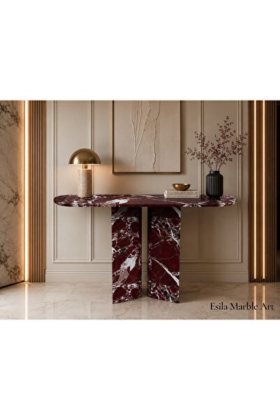 ESİLA MARBLE El Yapımı Rosso Levanto Mermer Dresuar/Makyaj Masası