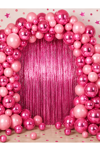 Balonsan Parlak Metalize Arka Fon / Kapı Perdesi / 1mx2m Bir Adet Pembe
