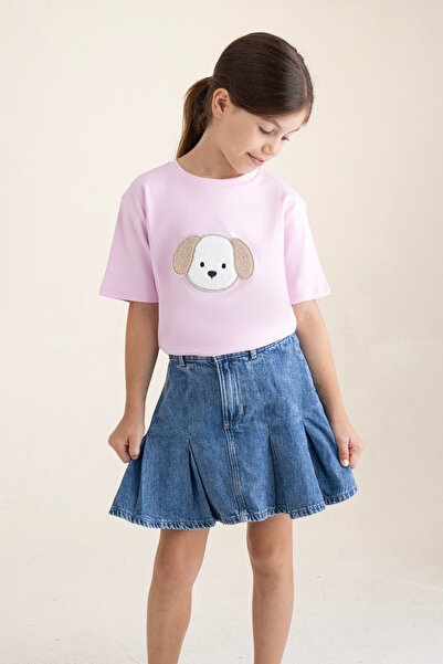 Değiştirilebilir Patch'li Pembe Pamuklu T-Shirt