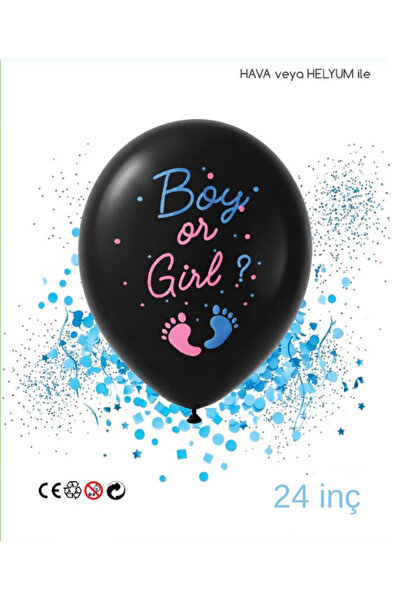 mucit home Mavi Pul Boy or Girl Cinsiyet Belirleme Balonu Siyah Büyük Boy 24 ...