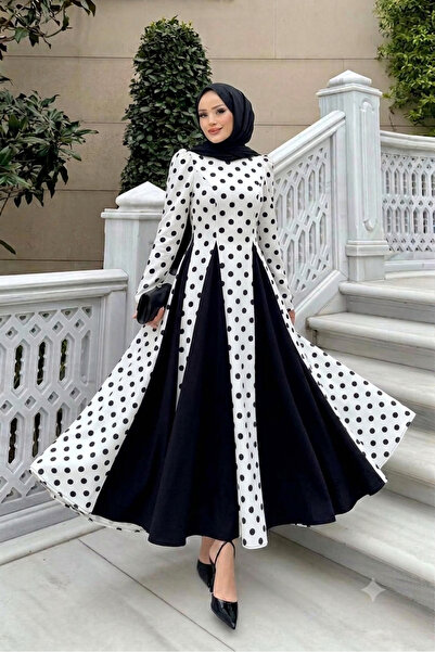 Şen butik Black and White Princess Vera Dress with Polka Dots