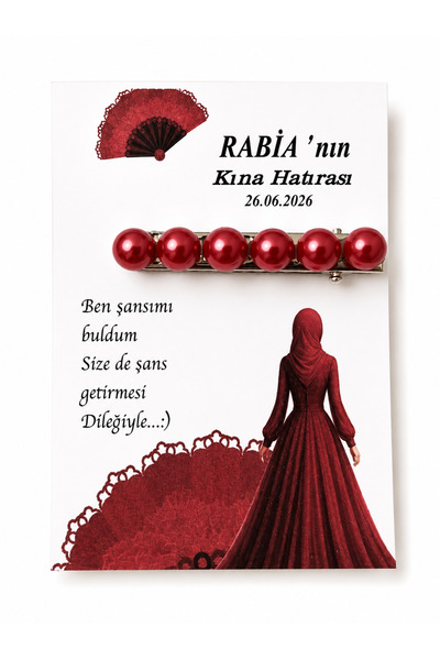 tlyca 50 adet Düğün nişan kına İsme Özel kartlı inci toka