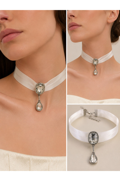 Genel Markalar Saten gelin chocker kolye