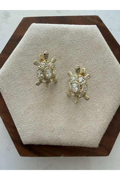My Joyas Design Special Series White Stone Turtle Earrings