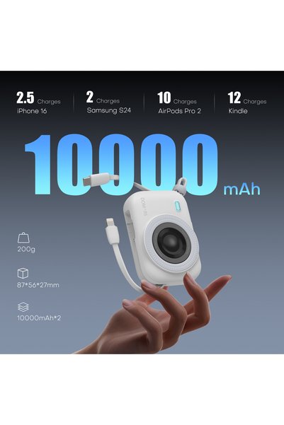 Domars Family Power Bank Station 22.5W Fast Charging, 10000mAh Portable Chargers,Built-in C Cables, LED Display for Home Office Cafe Outdoor