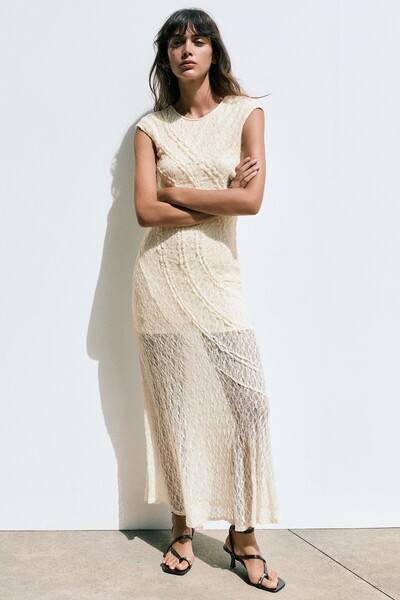 Pull & Bear Dantel midi elbise