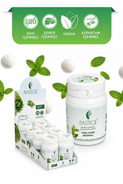 Mastiqe 320 gr Doğal Yeşil Nane Aromalı Damla Sakızlı Şekersiz Sakız Gluten İ...