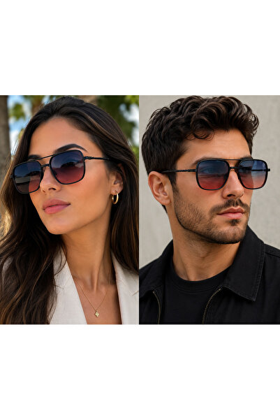 Bymiel Unisex Black Gradient Glass Square Sunglasses Metal Frame with Uv400 P...