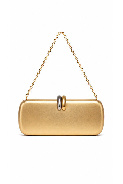 GZ GAIBAG Lune Gold Zincir Askılı Kutu Formlu Clutch Çanta