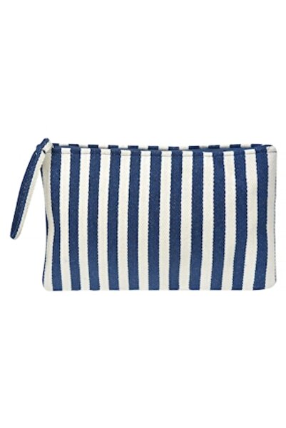 ivokid Pungă cu dungi albastru-bej și pompon albastru 32x22cm