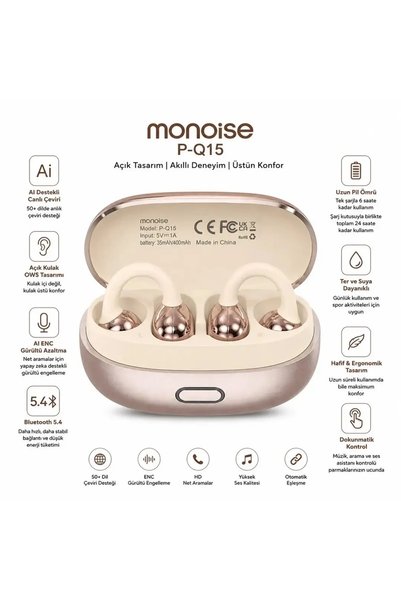 Monoise P-Q15 AI Dil Çeviri Ve Müzik Kulaklığı