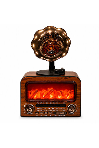 Genel Markalar NNS NS-01BT Retro Bluetooth Hoparlör FM/AM/SW Radyo Alev Efektli LED Masa Lambası