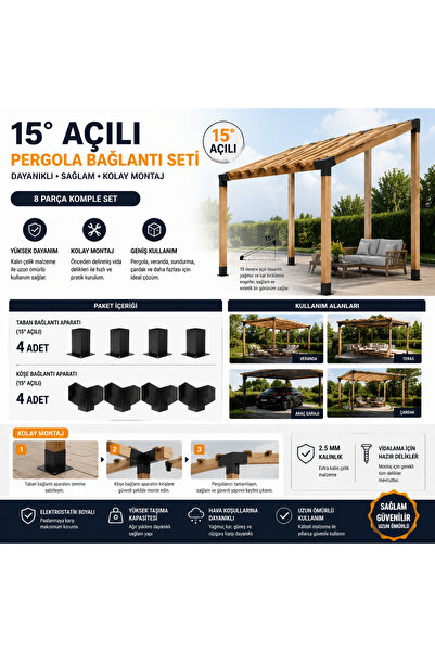 mamzdesign 15 Derece Pergola Çardak Sundurma Garaj Kış bahçesi için Metal 90X...