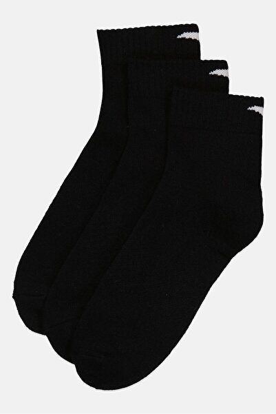 Anta Kids Boy 3 Pairs Brand Logo Ankle Socks, Black