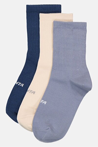 Anta Kids Boy 3 Pairs Brand Logo Mid Crew Socks, Multicolor