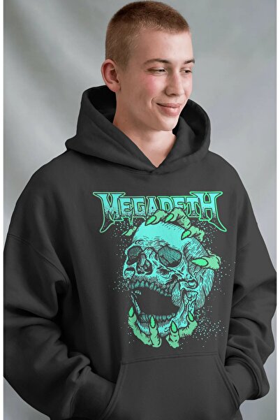SEVBANO Hanorac premium oversize unisex cu imprimeu frontal Megadeth Rock Met...