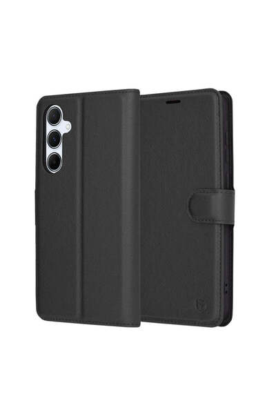 Techsuit Husă pentru Samsung Galaxy A55 5G, tip portofel din piele, maro - negru