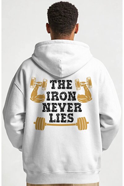 SEVBANO هودي من القطن الممشط مطبوع عليه عبارة "The Iron Never Lies" للياقة ال...