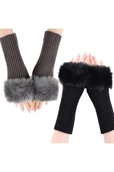 Arbest 2Pcs Women's Winter Fingerless Gloves,Fine-Textured Short Woolen Knitt...